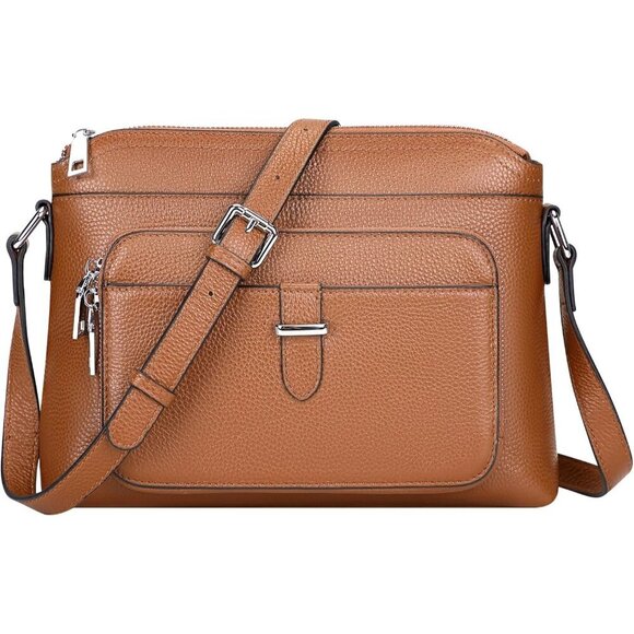 Handbags - Genuine Leather Crossbody Brown New Bag for Women Small Handbag with Card Slots